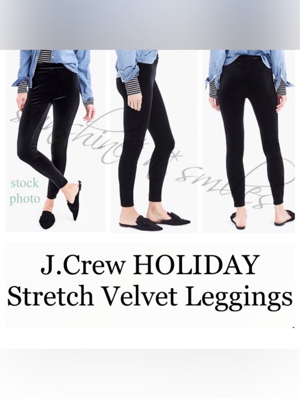 J.CREW Holiday STRETCH BLACK VELVET LEGGINGS Slim Fit Pants size MEDIUM